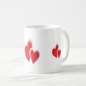 2つの赤いハートアート コーヒーマグカップ (正面右)