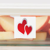 2つの赤いハートアート ラベル (貼付)