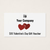 2つの赤いハートバレンタインのギフト券カード (正面)
