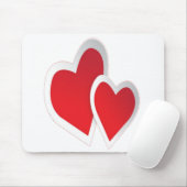 2つの赤いハートマウスパッド マウスパッド (マウス)