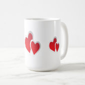 2つの赤いハート コーヒーマグカップ (正面右)
