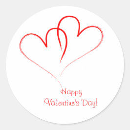 2つの赤いハート-ハッピーバレンタインデー! ラウンドシール