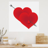 2つの赤いハート ポスター (キッチン)
