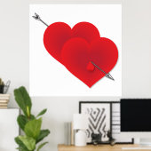 2つの赤いハート ポスター (ホームオフィス)