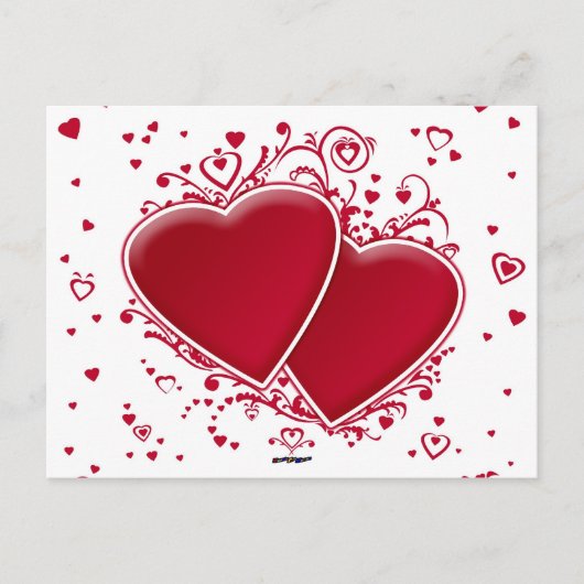 2つの赤いハート ポストカード (正面)
