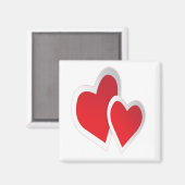 2つの赤いハート マグネット (正面/裏面)