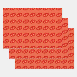 2つの赤いハート、モダンDigital Art Graphic ラッピングペーパーシート