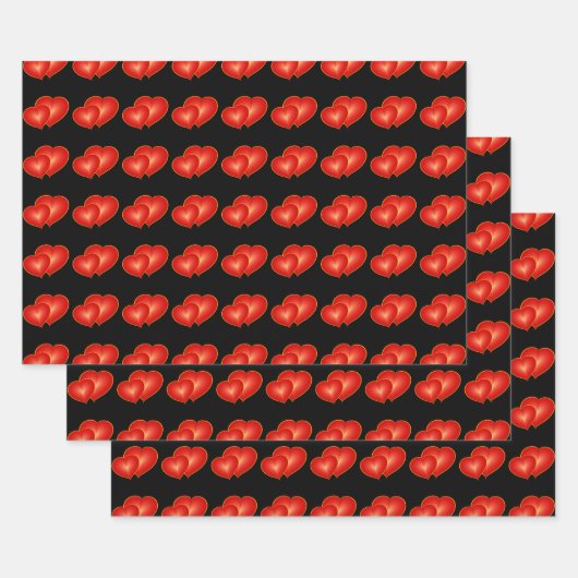 2つの赤いハート、モダンDigital Art Graphic ラッピングペーパーシート (セット)