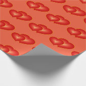 2つの赤いハート、モダンDigital Art Graphic ラッピングペーパー (角)