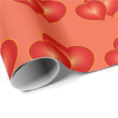 2つの赤いハート、モダンDigital Art Graphic ラッピングペーパー (ロールコーナー)