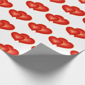 2つの赤いハート、モダンDigital Art Graphic ラッピングペーパー (角)