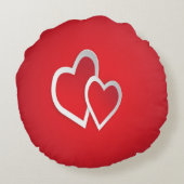 2つの赤いハート ラウンドクッション (裏面)