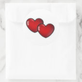 2つの赤いハート ラウンドシール (バッグ)