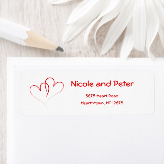 2つの赤いハート ラベル (インサイチュ)