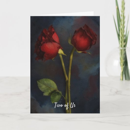 2つの赤いバラが一緒に愛する カード (正面)
