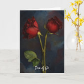 2つの赤いバラが一緒に愛する カード (黄色い花)