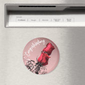 2つの赤いバラ写真特別な機会のメッセージ マグネット (インサイチュ (食洗機))