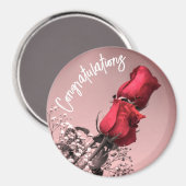 2つの赤いバラ写真特別な機会のメッセージ マグネット (正面/裏面)