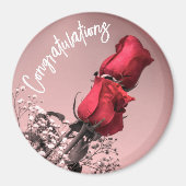 2つの赤いバラ写真特別な機会のメッセージ マグネット (正面)