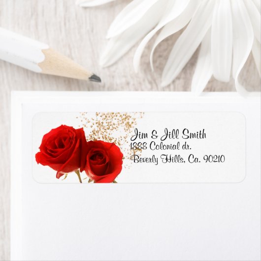 2つの赤いバラ ラベル (インサイチュ)