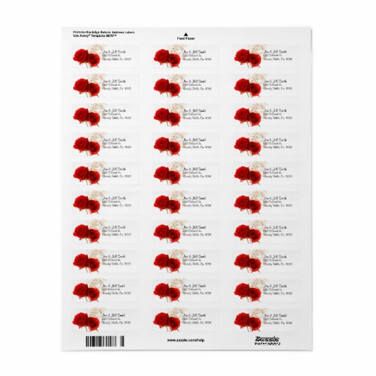 2つの赤いバラ ラベル (フルシート)