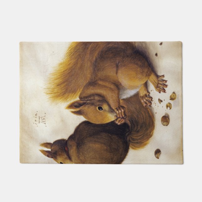 2つの赤いリス（Albrecht Durer著） ドアマット (正面)