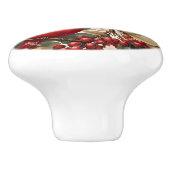 2つの赤い北（鳥）ショウジョウコウカンチョウの鳥と果実 セラミックノブ (側面)