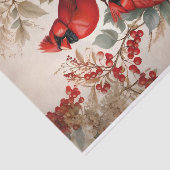 2つの赤い北（鳥）ショウジョウコウカンチョウの鳥と果実 薄葉紙 (詳細)