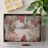 2つの赤い北（鳥）ショウジョウコウカンチョウの鳥と果実 薄葉紙 (ギフト)