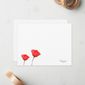 2つの赤い水色の赤いケシ ノートカード (正面/裏面インサイチュ)