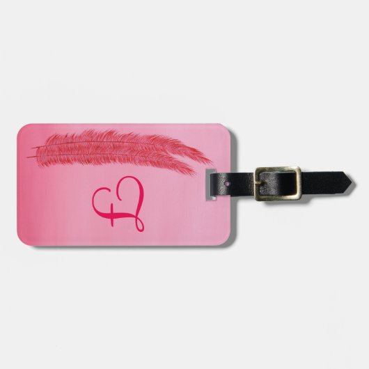 2つの赤い羽ピンクのモノグラム荷物タグ ラゲッジタグ (正面横)