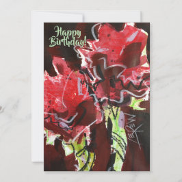 2つの赤い花クレヨンReist by Larry Lerew カード