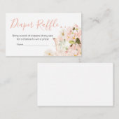 2つの赤ちゃんシャワーおむつラッフルのためのピンクのフローラティー エンクロージャーカード (正面/裏面)