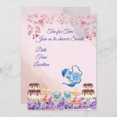 2つの赤ちゃんシャワー用ツインティー招待状 招待状 (正面/裏面)