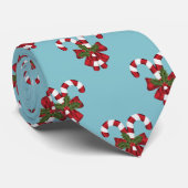 2つの赤と白フェスティバルキャンディーオンブルー ネクタイ (ロール)