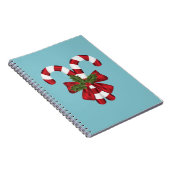 2つの赤と白フェスティバルキャンディーオンブルー ノートブック (右側)