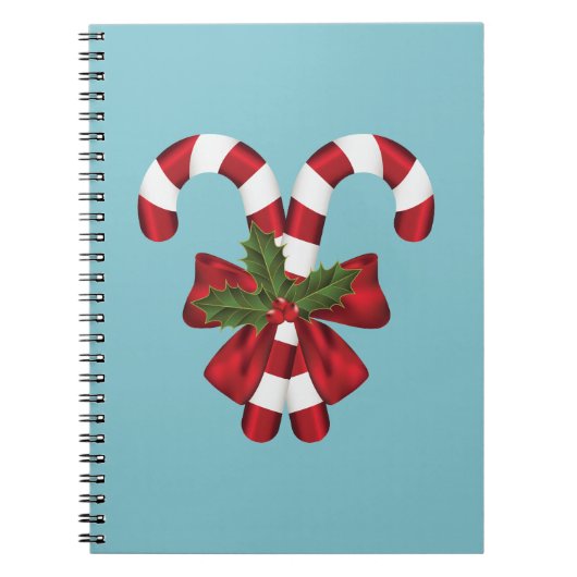 2つの赤と白フェスティバルキャンディーオンブルー ノートブック (正面)