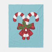2つの赤と白フェスティバルキャンディーオンブルー フリースブランケット (正面)