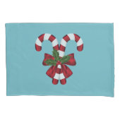 2つの赤と白フェスティバルキャンディーオンブルー 枕カバー (正面左)