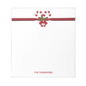 2つの赤と白フェスティバルキャンディーキャンと文字 ノートパッド (正面)