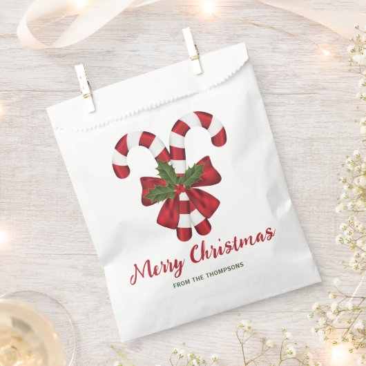 2つの赤と白フェスティバルキャンディーキャンと文字 フェイバーバッグ (クリップ留めされた状態)