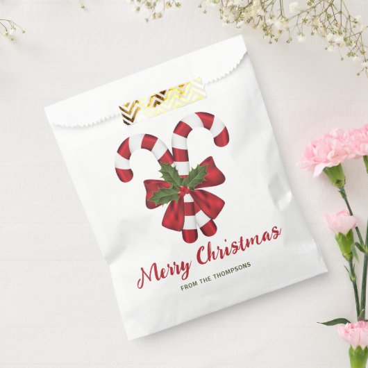 2つの赤と白フェスティバルキャンディーキャンと文字 フェイバーバッグ (封をした状態)