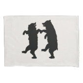 2つの踊りブラックシルエットベアーオンホワイト 枕カバー (正面左)