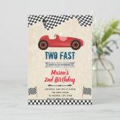 2つの速いレトロな車の誕生日 招待状 (スタンド正面)