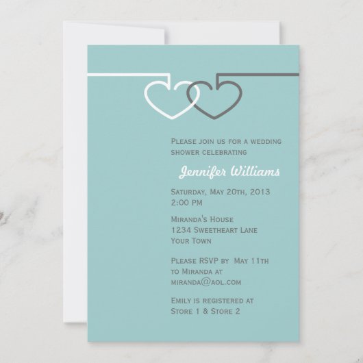 2つの連結のハート 招待状 (正面)