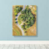 2つの道路の間の緑の木 キャンバスプリント (インサイチュ (ウッドフロア))