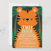 2つの野生のかわいいタイガーキッズセカンド誕生日 招待状 (正面)