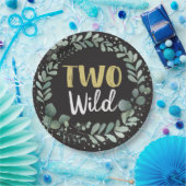 2つの野生のウッドランドアニマルズブラックリース ペーパープレート (パーティー)