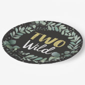 2つの野生のウッドランドアニマルズブラックリース ペーパープレート (アングル)