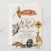 2つの野生のオーストラリアの動物の2番目の誕生日 招待状 (正面)